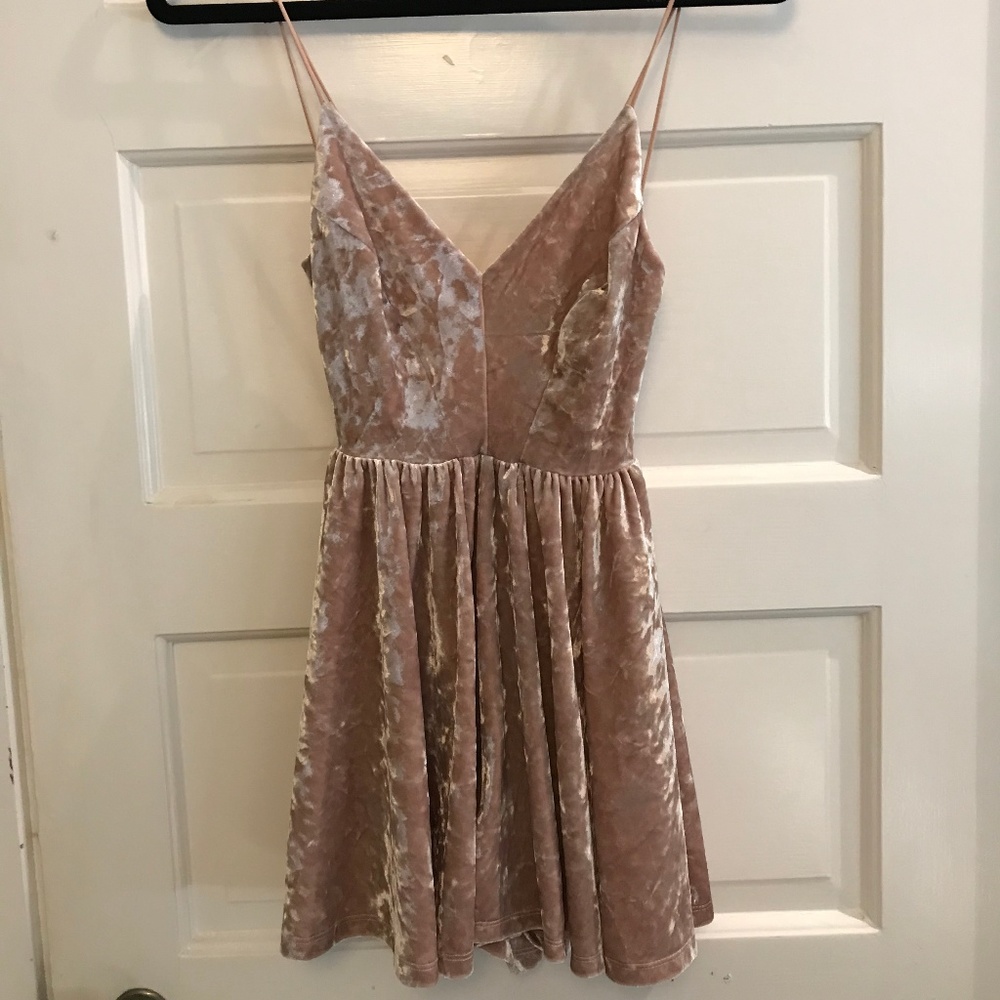 Urban Outfitters Blush Velvet Romper